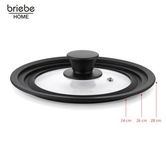 Tapa Sartén Universal Olla Cacerolas Multidiámetro 24-26-28cm Borde Silicona Cristal Válvula