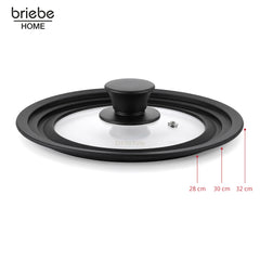 Tapa Sartén Universal Olla Cacerolas Multidiámetro 28-30-32cm Borde Silicona Cristal Válvula