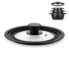 Tapa Sartén Universal Olla Cacerolas Multidiámetro 20-22-24cm Borde Silicona Cristal Válvula