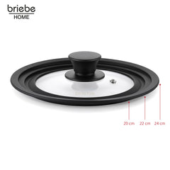 Tapa Sartén Universal Olla Cacerolas Multidiámetro 20-22-24cm Borde Silicona Cristal Válvula