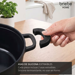 Batería Cocina Inducción Totem Apilable 4 Piezas Ø 22cm Antiadherente Cerámico Negro