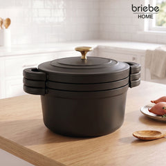 Batería Cocina Inducción Totem Apilable 4 Piezas Ø 22cm Antiadherente Cerámico Negro
