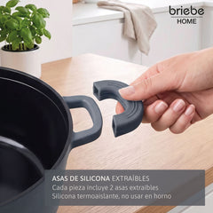 Batería Cocina Inducción Totem Apilable 4 Piezas Ø 22cm Antiadherente Cerámico Gris