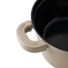 Batería Cocina Inducción Totem Apilable 4 Piezas Ø 22cm Antiadherente Cerámico Crema