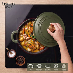 Batería Cocina Inducción Totem Apilable 4 Piezas Ø 22cm Antiadherente Cerámico Verde