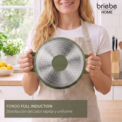 Batería Cocina Inducción Totem Apilable 4 Piezas Ø 22cm Antiadherente Cerámico Verde