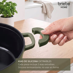 Batería Cocina Inducción Totem Apilable 4 Piezas Ø 22cm Antiadherente Cerámico Verde