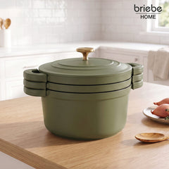 Batería Cocina Inducción Totem Apilable 4 Piezas Ø 22cm Antiadherente Cerámico Verde