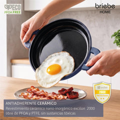 Batería Cocina Inducción Totem Apilable 4 Piezas Ø 22cm Antiadherente Cerámico Azul