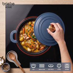 Batería Cocina Inducción Totem Apilable 4 Piezas Ø 22cm Antiadherente Cerámico Azul