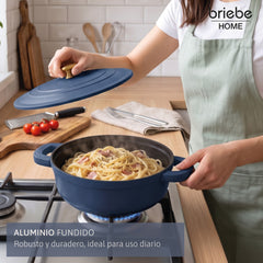 Batería Cocina Inducción Totem Apilable 4 Piezas Ø 22cm Antiadherente Cerámico Azul