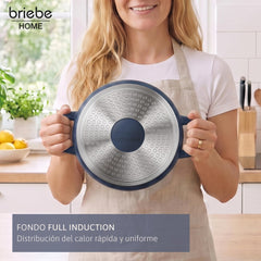 Batería Cocina Inducción Totem Apilable 4 Piezas Ø 22cm Antiadherente Cerámico Azul