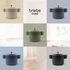Batería Cocina Inducción Totem Apilable 4 Piezas Ø 22cm Antiadherente Cerámico Azul