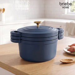 Batería Cocina Inducción Totem Apilable 4 Piezas Ø 22cm Antiadherente Cerámico Azul