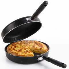 Sartén para Tortilla de Patatas Doble Inducción 24cm Antiadherente Negro