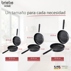Sartén para Tortilla de Patatas Doble Inducción 24cm Antiadherente Negro