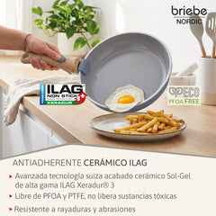 Batería Cocina Nordic Nest Inducción Cerámica Mango Extraíble Apilable 13 Piezas Gris