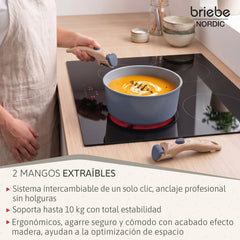 Batería Cocina Nordic Nest Inducción Cerámica Mango Extraíble Apilable 13 Piezas Gris