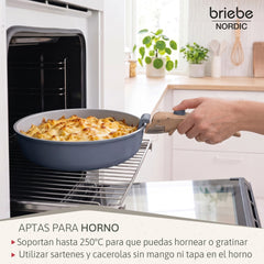 Batería Cocina Nordic Nest Inducción Cerámica Mango Extraíble Apilable 13 Piezas Gris