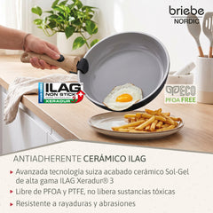 Batería Cocina Nordic Nest Inducción Cerámica Mango Extraíble Apilable 13 Piezas Negro