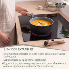 Batería Cocina Nordic Nest Inducción Cerámica Mango Extraíble Apilable 13 Piezas Negro