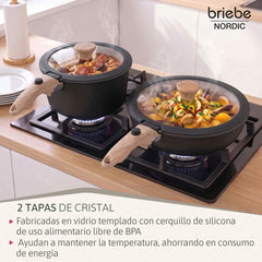 Batería Cocina Nordic Nest Inducción Cerámica Mango Extraíble Apilable 13 Piezas Negro