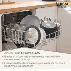 Batería Cocina Nordic Nest Inducción Cerámica Mango Extraíble Apilable 13 Piezas Negro