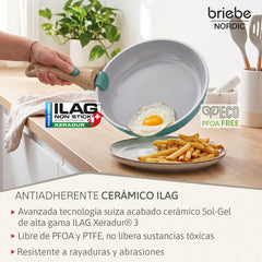 Batería Cocina Nordic Nest Inducción Cerámica Mango Extraíble Apilable 13 Piezas Verde