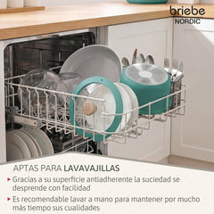 Batería Cocina Nordic Nest Inducción Cerámica Mango Extraíble Apilable 13 Piezas Verde
