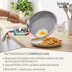 Batería Cocina Nordic Nest Inducción Cerámica Mango Extraíble Apilable 13 Piezas Blanco