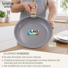 Batería Cocina Nordic Nest Inducción Cerámica Mango Extraíble Apilable 13 Piezas Blanco