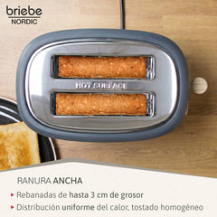 Set Nordic Cafetera Espresso 20 Bares Cápsulas y Café Molido Espumador Leche + Tostadora Ranura Ancha 2 Rebanadas 6 Niveles Tostado Gris