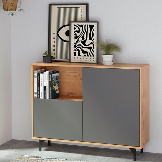 Aparador Fokus 83x112x33 cm Roble Gold /Gris