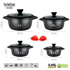 Batería Cocina Granitec Inducción 8 Piezas MGK12S