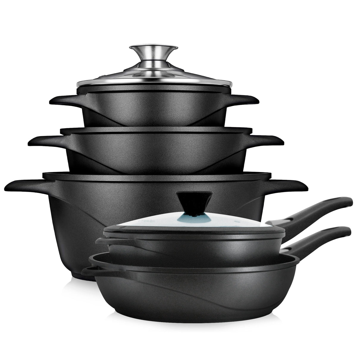 Batería Cocina Inducción + Juego Sartenes Granitec MGK1819