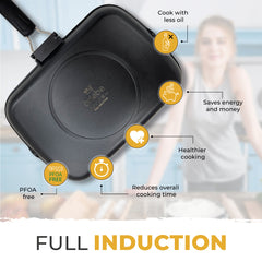 Grill Asador Ondulado Black Titanium 34x24cm