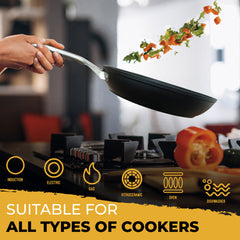 Juego de 3 Sartenes Antiadherentes Inducción Black Titanium Ø 20-24-28 cm