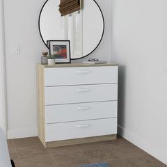 Cómoda Prakt 4 Cajones 78x74x40 Roble Cambrian/Blanco