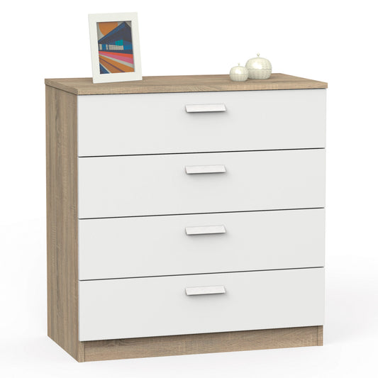 Cómoda Nova 4 Cajones 78x74x40 Roble Cambrian/Blanco
