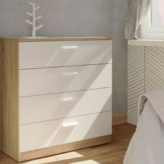 Cómoda Nova 4 Cajones 78x74x40 Roble Cambrian/Blanco