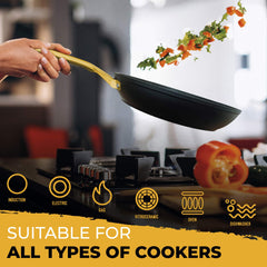 Juego de 3 Sartenes Antiadherentes Inducción Gold Titanium Ø 18-20-24