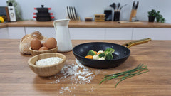 Juego de 3 Sartenes Antiadherentes Inducción Gold Titanium Ø 18-20-24