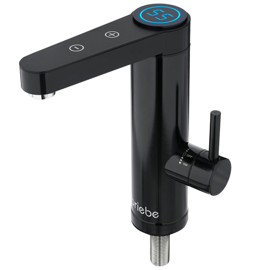 Grifo Eléctrico de Mesa para Cocina / Baño Agua Caliente al Instante Indicador y Selector Temperatura Acero Inox Negro Bajo Consumo