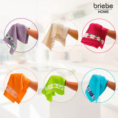 Set de 12 Paños de Cocina briebe Home 100% Algodón Rizo 50X50cm, Alta Absorción y Suavidad Colores Bordados