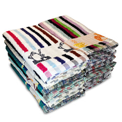 Set de 12 Paños de Cocina briebe Home 100% Algodón Rizo 50X50cm, Alta Absorción y Suavidad Rayas