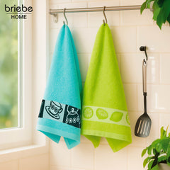 Set de 6 Paños de Cocina briebe Home 100% Algodón Rizo 50X50cm, Alta Absorción y Suavidad Colores Bordados