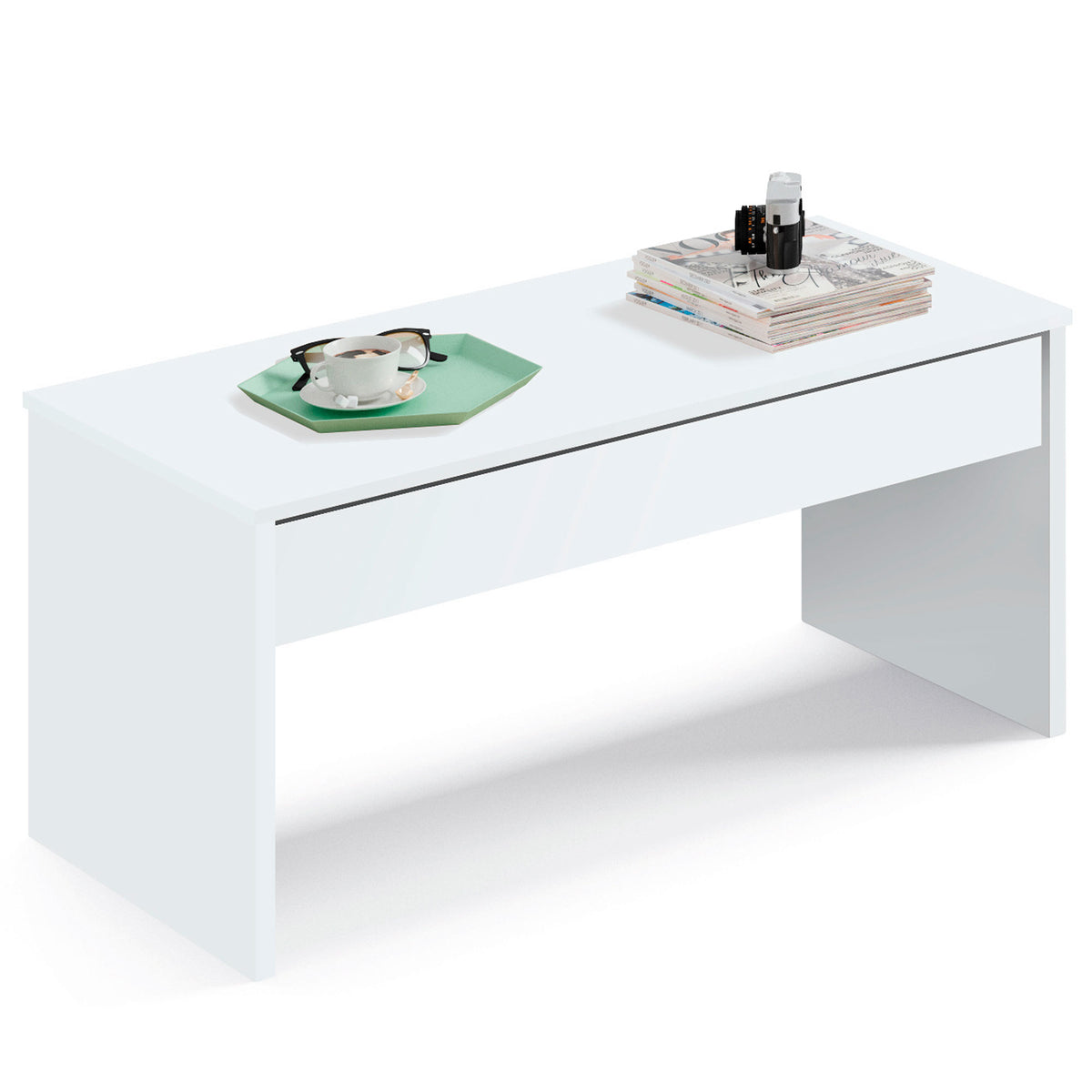 Mesa Opal Elevable 58x100x50/47x100x50cm Blanco