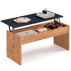 Mesa Opal Elevable 58x100x50/47x100x50cm Roble Gold/Mármol