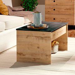 Mesa Opal Elevable 58x100x50/47x100x50cm Roble Gold/Mármol