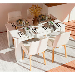 Mesa Opal Fija Salón 77x140x80 cm Blanco